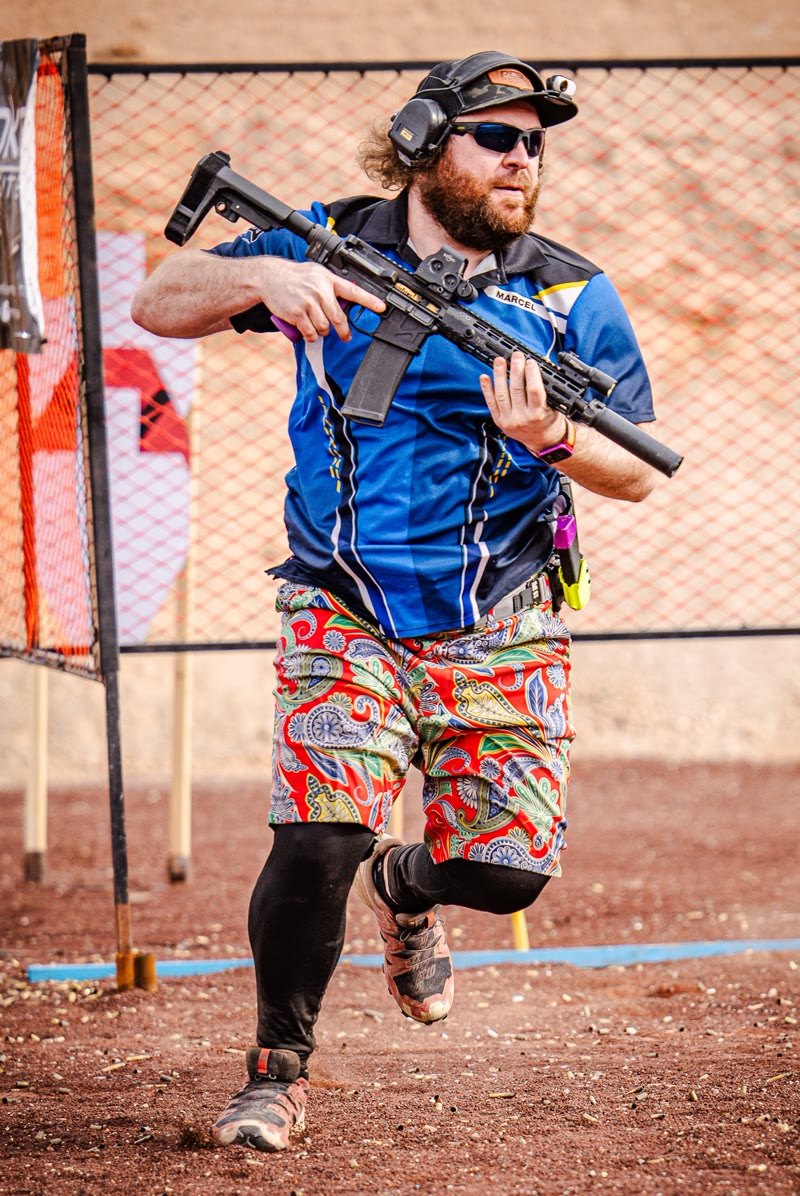 Marcel running a stage at a match